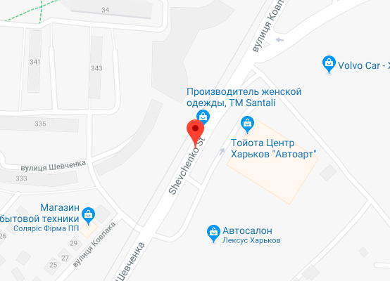 карта проїзду до сервісного центру Artmoto у Харкові